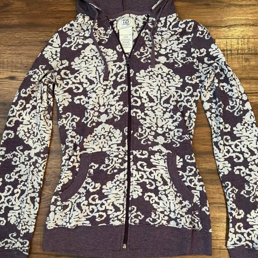 725 Orginals Purple Zip‎ Up Hoodie Pockets Loungewear Indie Sleaaze Streetwear - Picture 2 of 8
